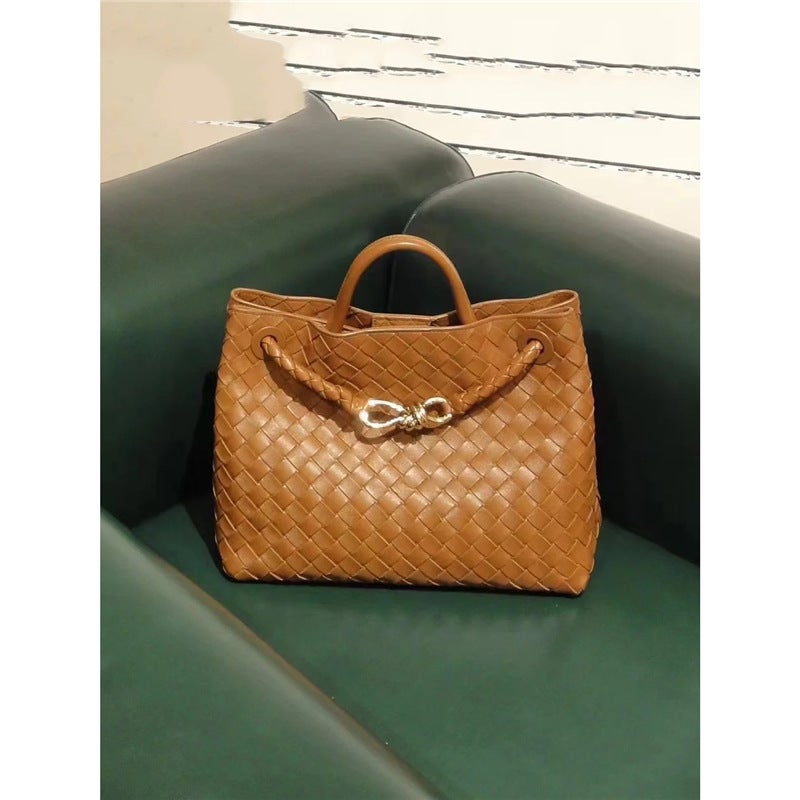 Genuine Leather Handmade Woven Bag Tote Bag Women'S Niche Middle Ancient Underarm Bag Large Capacity Crossbody Bag Handbag
