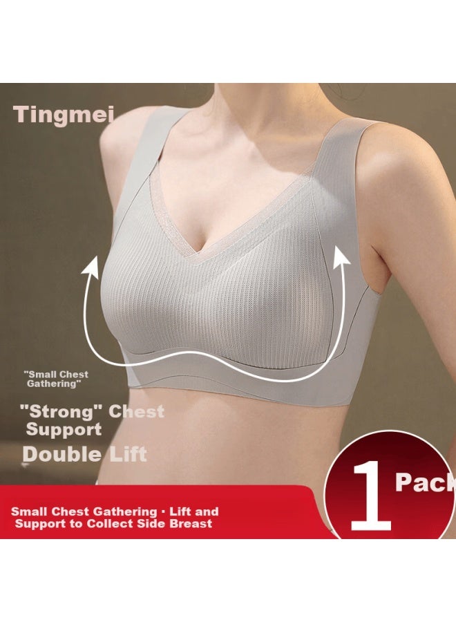 Gracewell Lifting And Gathering Wireless Mesh V-shaped Soft Support Seamless Bra For Women - Image 1