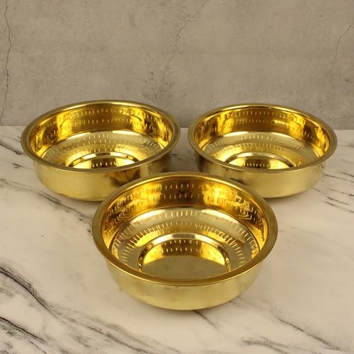 Putrika Brass Cooking Utensil Patile | Tope | Cookware | Tapeli | Peetal | Urli | Ponichatti | Thiruvaradhana Bowl | Sarva Satti | Tharpana Chatti | Abhisheka Pathram for Pooja | Puja – Nombu Bowl Set - Image 2