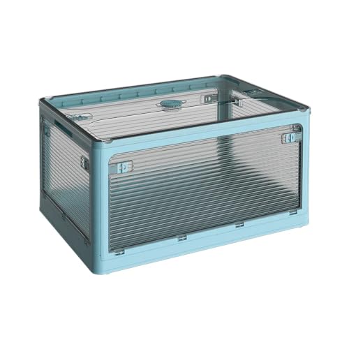 oddpod™ Stack Genie Collapsible Medium Capacity Storage Box with Detachable Wheels/Multifunctional Transparent Stackable, Portable & Foldable Organizer for Indoor and Outdoor use - Blue - Image 1