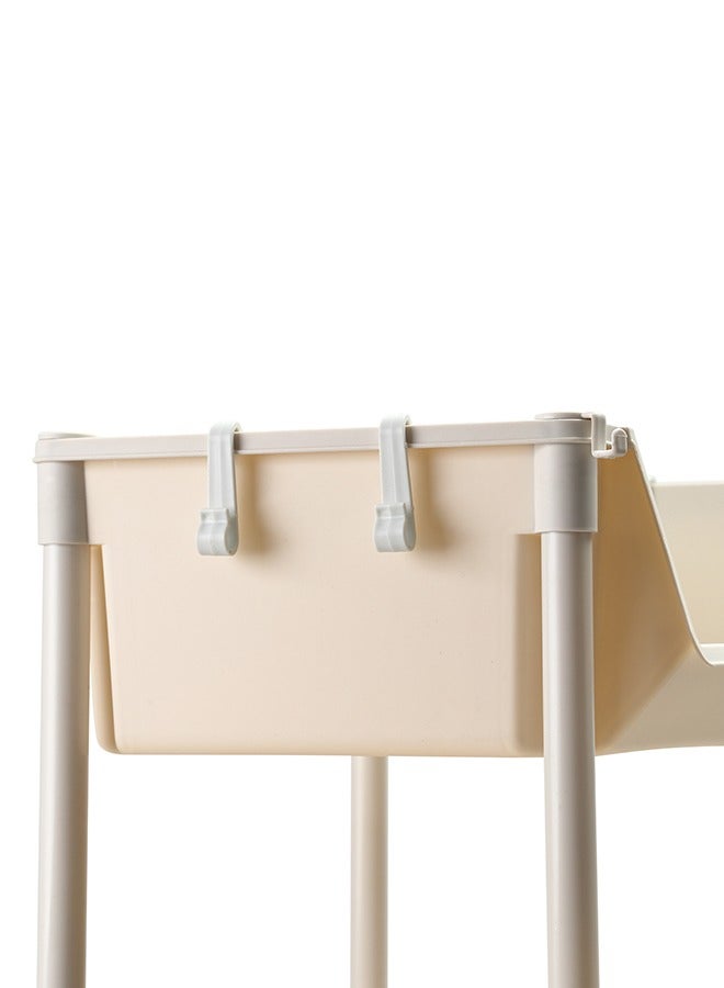 LAWAZIM Movable Bookshelf Storage - 4 Layer, White, 35x26.5x99cm - Easy to Assemble Rolling Cart with Lockable Wheels, Open-Front Bins, and Side Hooks - for Organizing Home, Office, Kitchen, Bathroom - Image 5