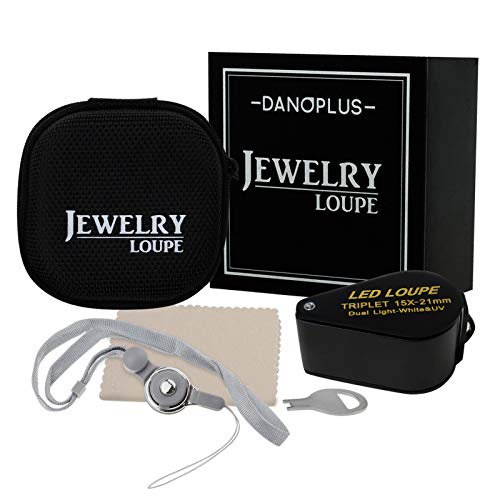 DANOPLUS 15x Magnifier Jewelry Loupe LED UV 21mm Triplet Lens Optical Glass Pocket Gem Magnifying Tool Jeweler, Stamp Philatelist, Coin Numismatic - Image 3