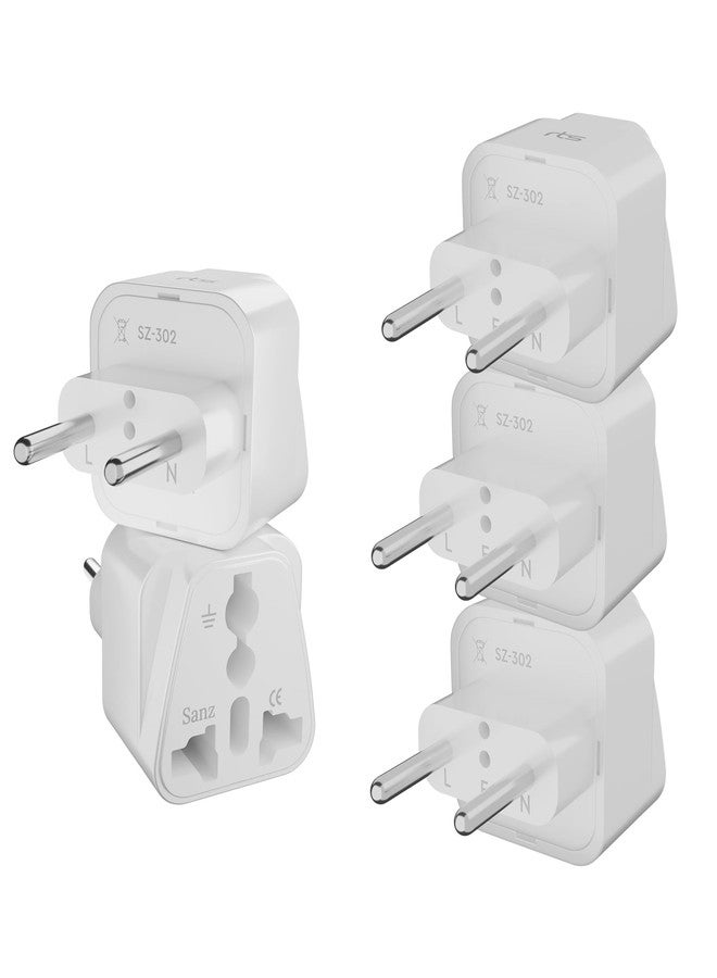 rts (Pack of 5) European Europe EU International Universal Travel Plug Adapter Outlet Converter Travel Essentials India to Spain Germany France Portugal Greece Russia Netherlands Turkey Power Plug - Image 1