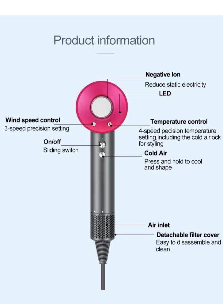 دوشر مجفف شعر أسرع من الصوت، مجفف شعر احترافي، 1600 واط - Image 5
