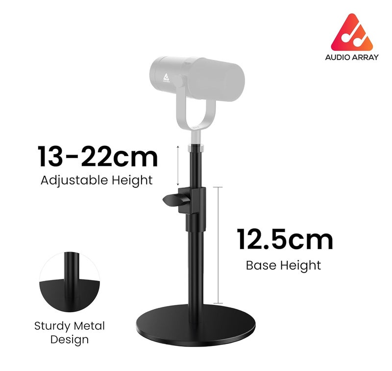 Audio Array AA-26 Tabletop Metal Microphone Stand | Extendable height up to 22cm | Studio Sound Recording, Streaming, Podcasting, Singing | Stylish Sturdy Metal Design to last long, flat base - Image 4