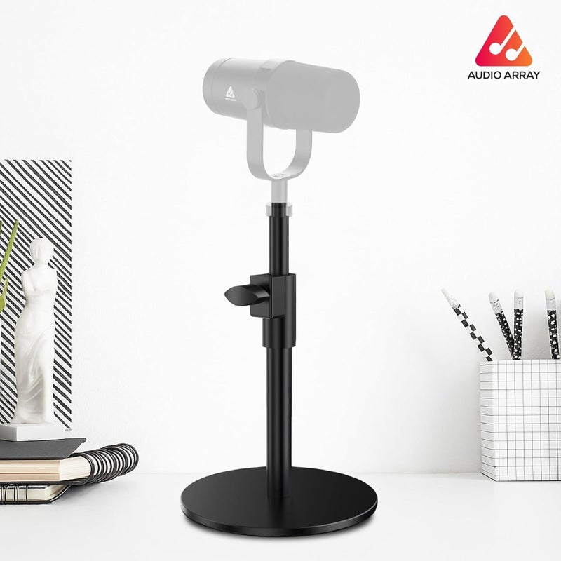 Audio Array AA-26 Tabletop Metal Microphone Stand | Extendable height up to 22cm | Studio Sound Recording, Streaming, Podcasting, Singing | Stylish Sturdy Metal Design to last long, flat base - Image 2