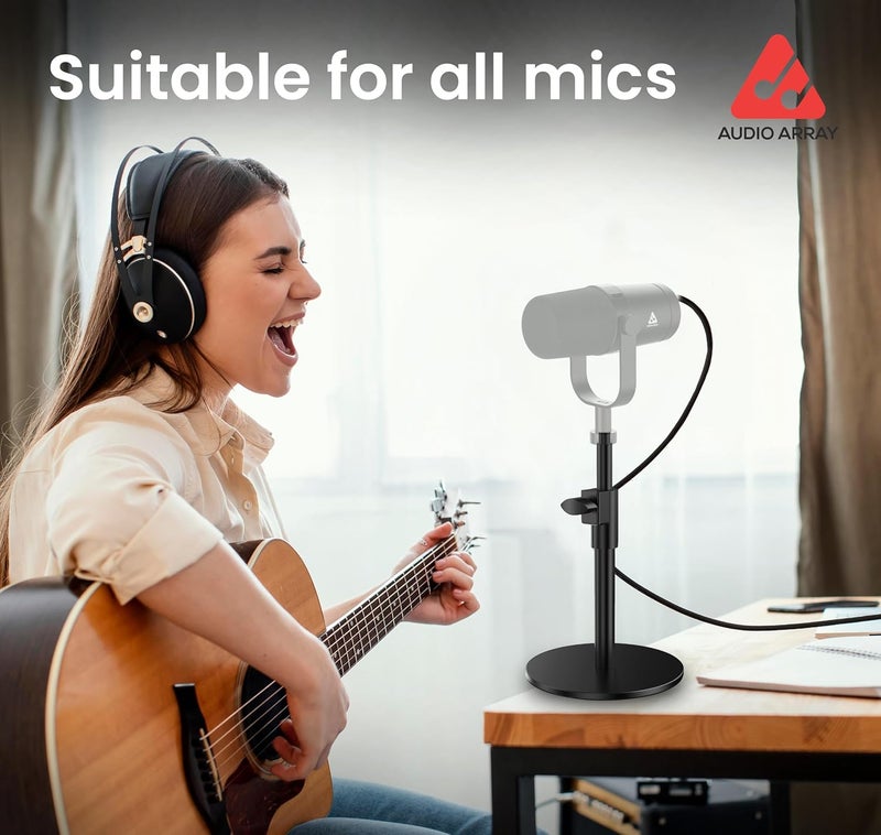 Audio Array AA-26 Tabletop Metal Microphone Stand | Extendable height up to 22cm | Studio Sound Recording, Streaming, Podcasting, Singing | Stylish Sturdy Metal Design to last long, flat base - Image 3