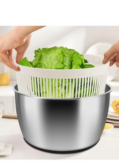 Bonita Fruits Vegetable Salad Dehydrator Dryer and Washer : Salad Spinner, Oil Shaker, Anti-Shake, Easy Drain, Compact Storage (stainless_steel)  - Image 5