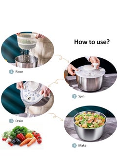 Bonita Fruits Vegetable Salad Dehydrator Dryer and Washer : Salad Spinner, Oil Shaker, Anti-Shake, Easy Drain, Compact Storage (stainless_steel)  - Image 3
