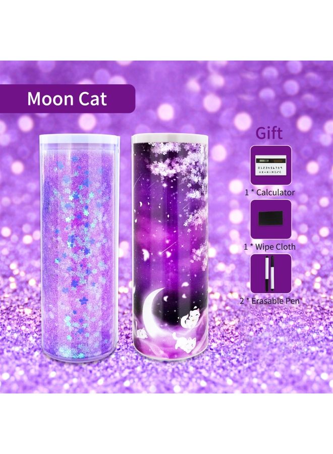 NIBEMINENT NBX Multi-functional Quicksand Pencil Case Cartoon Pattern Moon Cat Multicolour - Image 3