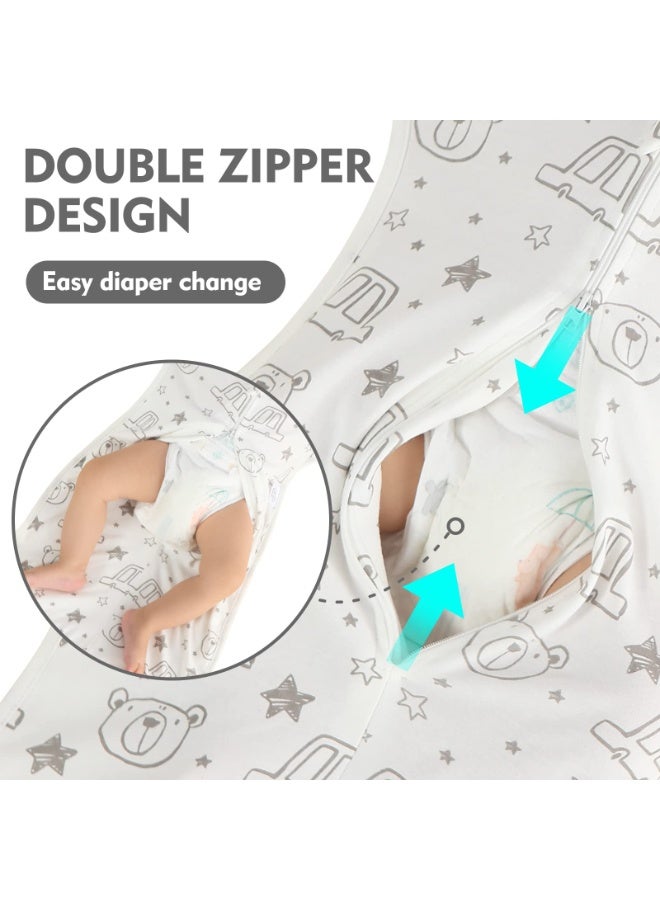 Mr. Penda 1Pcs Baby Swaddle Blanket Sleeping Bag with 2-Way Zipper, Newborn Wearable Sleeping Bag Fit Sedative Startle Reflex Better Sleep, Suitable for Baby Girls and Baby Boys From 0-6 Months - Cars & Bears - Image 4