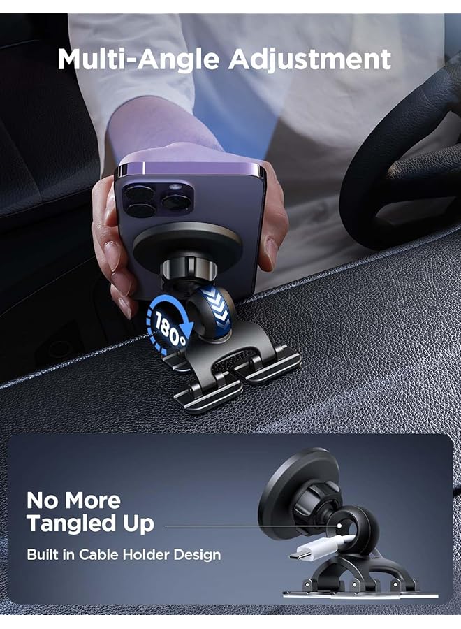 Excefore For Magsafe Car Mount With Strong Adhesion And Sturdy Metal Hook, Multi,Angle Rotating Magnetic Phone Holder For Car Dash And Vent, Compatible With Iphone 15 14 13 And For Magsafe Cases - Image 4