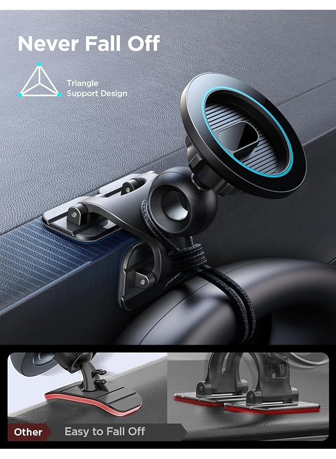 Excefore For Magsafe Car Mount With Strong Adhesion And Sturdy Metal Hook, Multi,Angle Rotating Magnetic Phone Holder For Car Dash And Vent, Compatible With Iphone 15 14 13 And For Magsafe Cases - Image 3