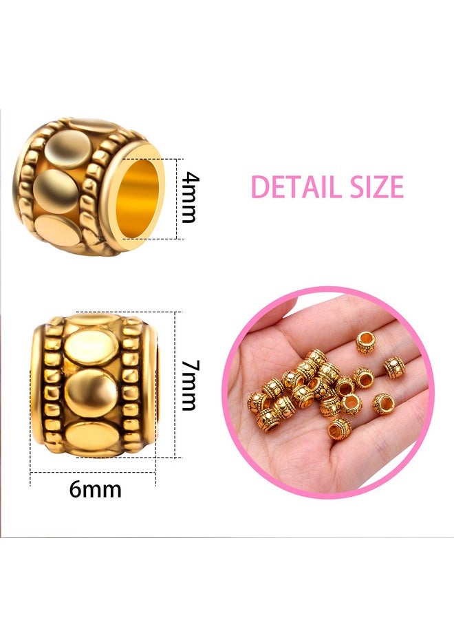 BronaGrand - 100Pcs Antique Gold Large Hole Spacer Beads Tibetan Alloy European Barrel Beads Loose Charms Beads For Diy Necklace Bracelets Jewelry Making Accessories, 7 Mm X 6 Mm, Hole: 4 Mm - Image 1