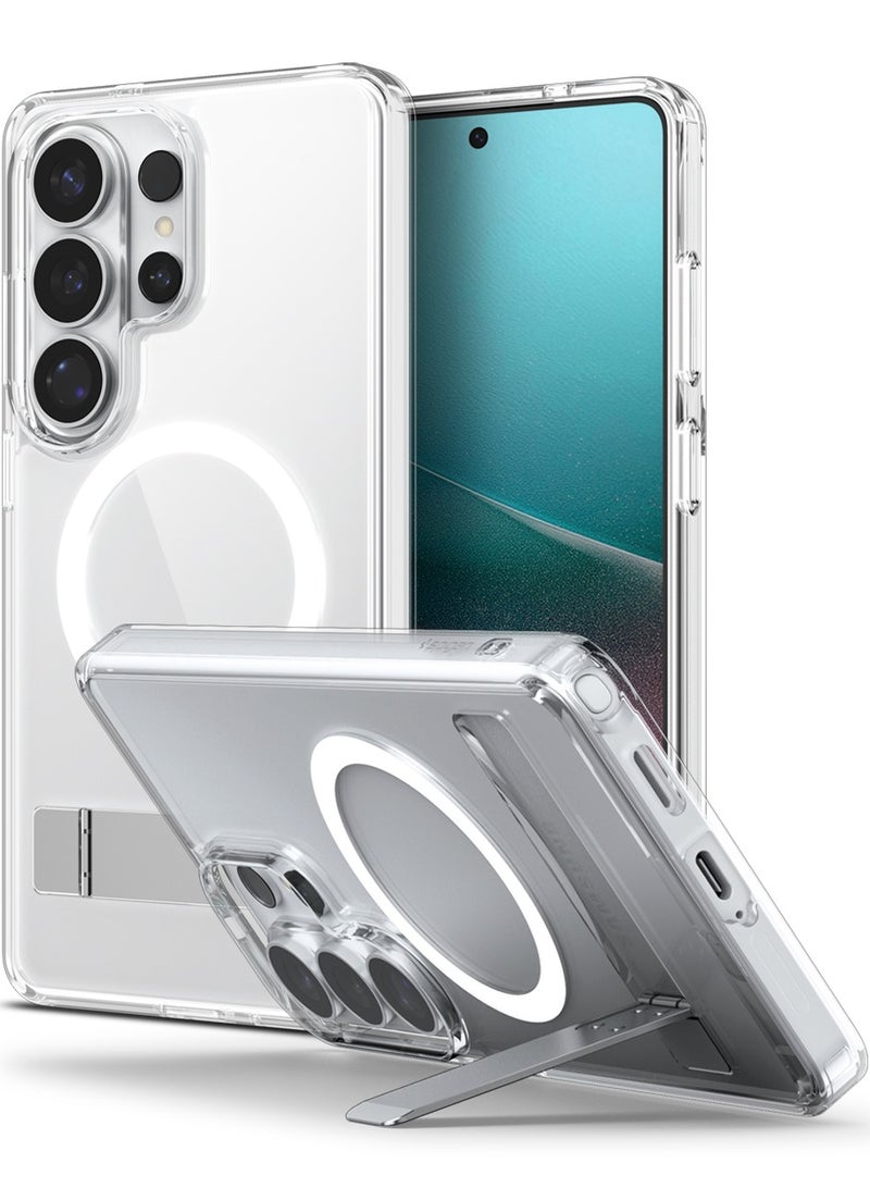 Spigen Ultra Hybrid S MagFit Samsung Galaxy S26 ULTRA Case Cover MagSafe with Kickstand - Clear White - Image 1