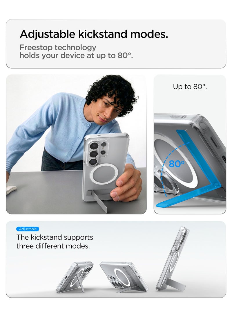 Spigen Ultra Hybrid S MagFit Samsung Galaxy S26 ULTRA Case Cover MagSafe with Kickstand - Clear White - Image 3