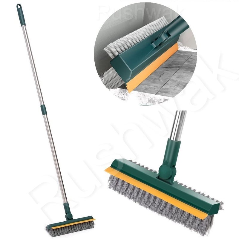 Rushwak Bathroom Cleaning Brush with Wiper Upgraded 3 in 1 Toilet Brush Bathroom Brush with Long Handle 180 Rotate Bathroom Floor Cleaning Brush Bathroom Cleaning Accessories Multicolor