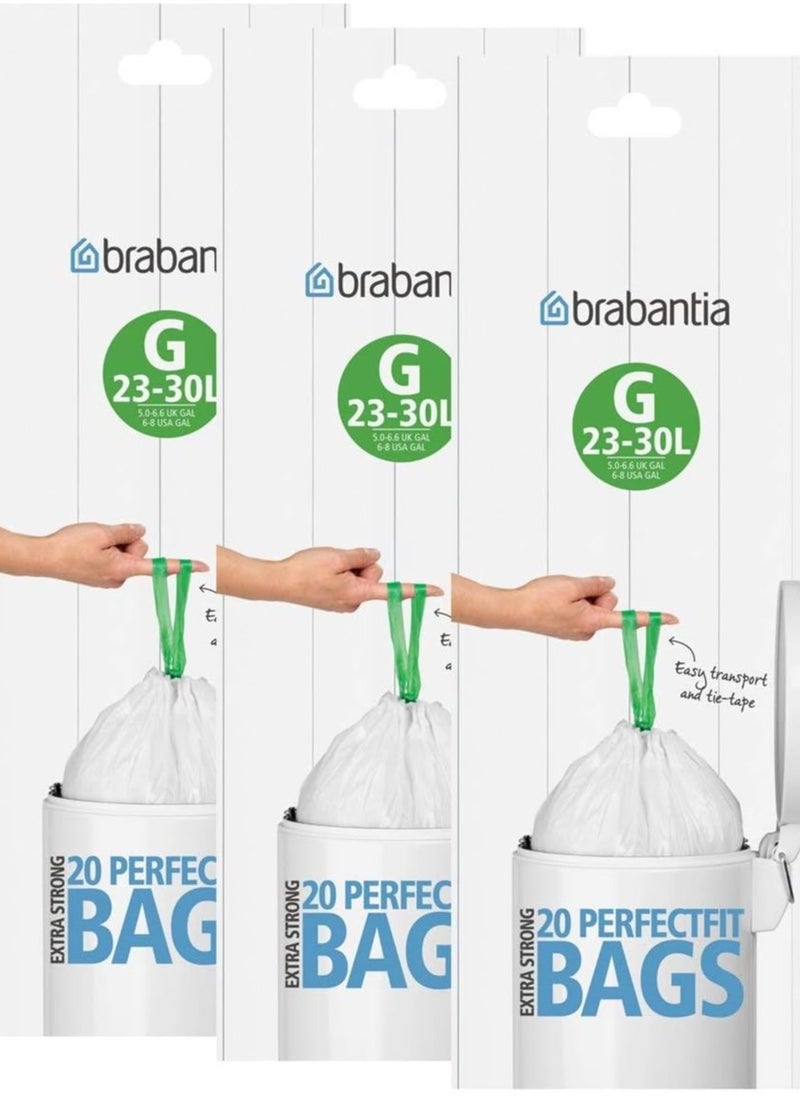 Brabantia Size G 23 -30L  Pack of 3 Bin Liners (20 Bags per Roll) Total in 60 Bags - pzsku/Z225B9D0E55EA52AD23A6Z/45/_/1718298585/b212ba0f-3fcc-4aa8-be72-1b74b9a5717e