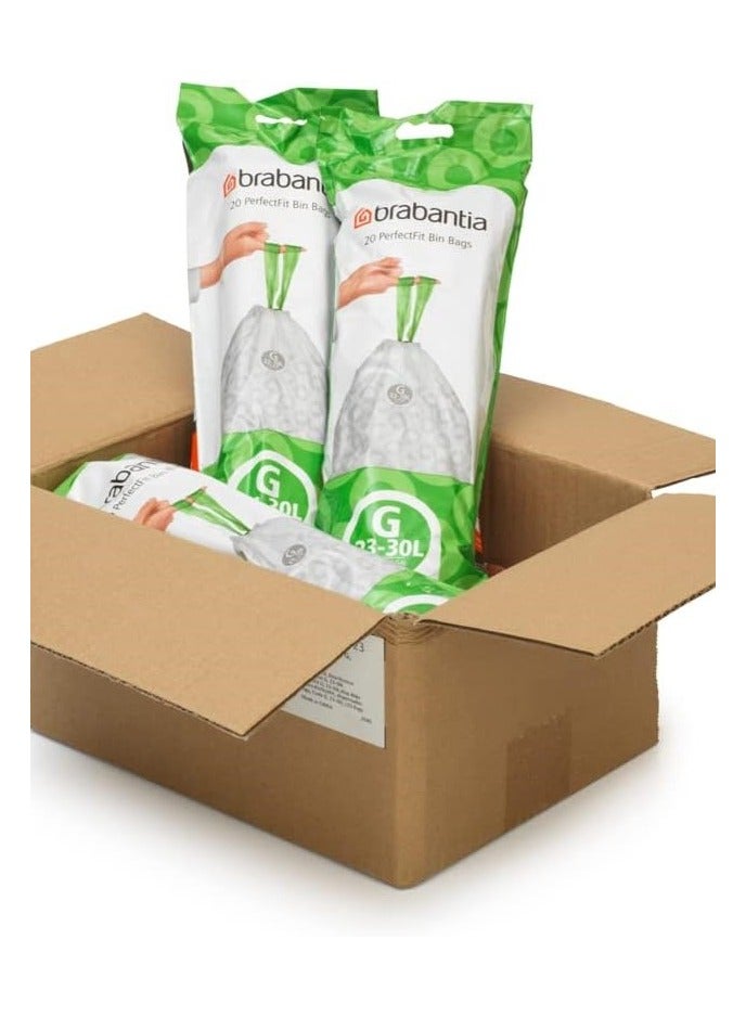 Brabantia Size G 23 -30L  Pack of 3 Bin Liners (20 Bags per Roll) Total in 60 Bags - Image 4