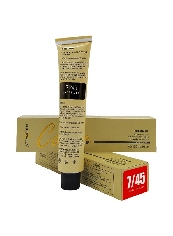 Kooswalla Hair Color - 7/45 Medium Red Blonde - 100ml - Image 2
