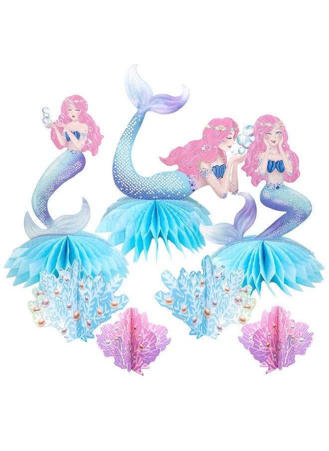 Decor365 Pink Blue Mermaid Party Centerpiece Under The Sea Party Table Decorations Girls Birthday Party Decor Ocean S Coral Little Mermaid Theme Bdaytea Party Supplie  - Image 1