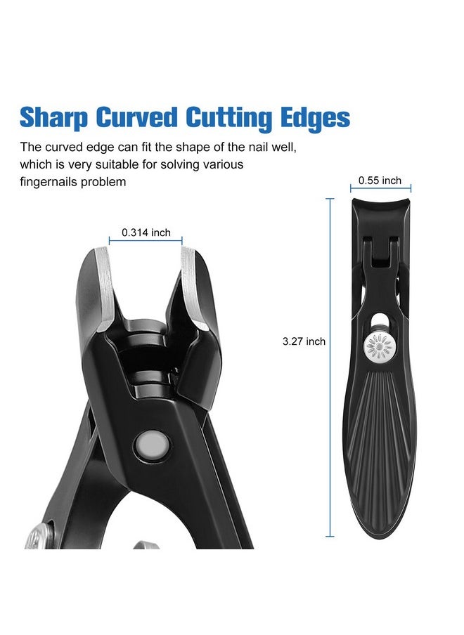 HAWATOUR HAWATOUR Nail Clippers Set for Thick Nails and Ingrown Toenails, 6mm Wide Jaw Opening Heavy Duty Nail Clippers with Catcher, Ultra Sharp No Splash Nail Clippers (Black)  - Image 3