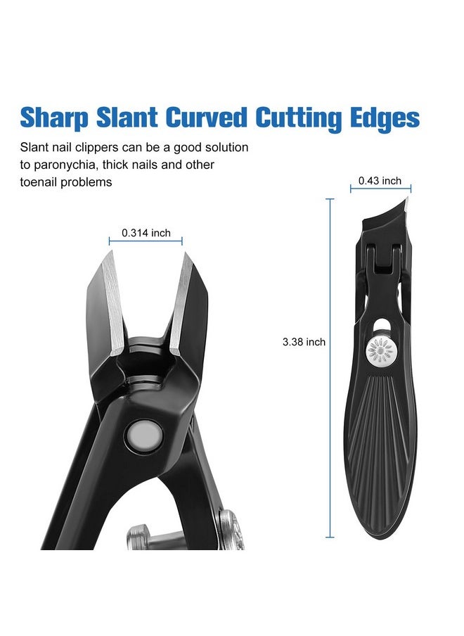 HAWATOUR HAWATOUR Nail Clippers Set for Thick Nails and Ingrown Toenails, 6mm Wide Jaw Opening Heavy Duty Nail Clippers with Catcher, Ultra Sharp No Splash Nail Clippers (Black)  - Image 4