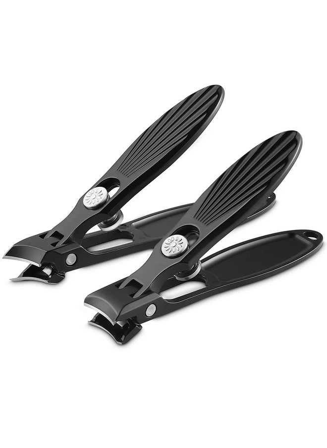 HAWATOUR HAWATOUR Nail Clippers Set for Thick Nails and Ingrown Toenails, 6mm Wide Jaw Opening Heavy Duty Nail Clippers with Catcher, Ultra Sharp No Splash Nail Clippers (Black)  - Image 1