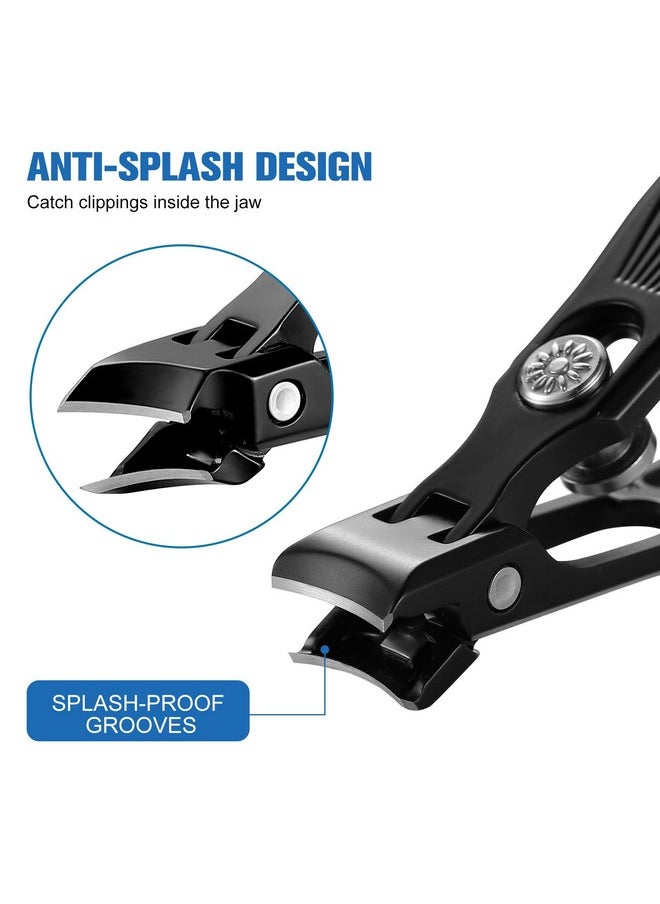 HAWATOUR HAWATOUR Nail Clippers Set for Thick Nails and Ingrown Toenails, 6mm Wide Jaw Opening Heavy Duty Nail Clippers with Catcher, Ultra Sharp No Splash Nail Clippers (Black)  - Image 5
