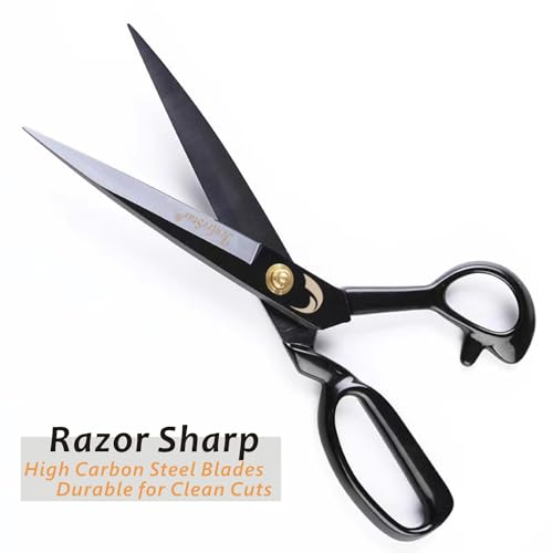Jenleestar Fabric Scissors 10 Inch Sewing Dressmaking Scissors Professional Razor Sharp for Tailoring Leather Raw Materials - Japan High Carbon Steel Tailor Shears(Right-Handed) (Black-12 inch) - Image 5