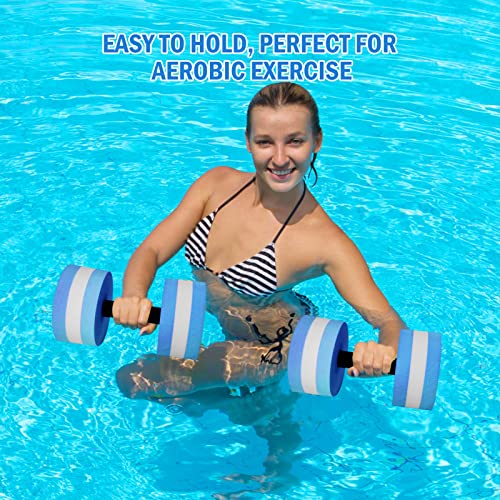 Timoo Aquatic Exercise Dumbbells 2Pcs Water Weights for Pool Exercise Set Water Dumbbells for Water Aerobics High-Density EVA Pool Exercise Equipment for Adults, Blue - Image 4
