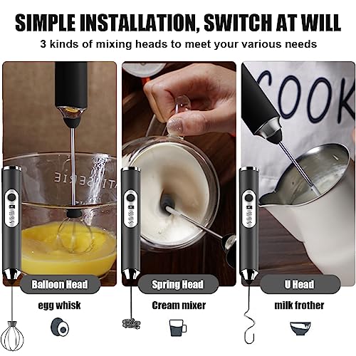 Supvox® Hand Blender For Coffee 3 in 1 Frother Coffee Maker with 3 Speed Milk Frother for Coffee Frother Electric USB Rechargeable Coffee Beater with 3 Stainless Whisks Head for Latte Hot Chocolate - Image 3