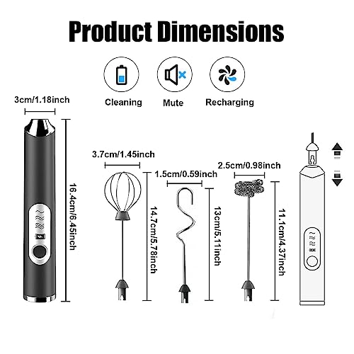 Supvox® Hand Blender For Coffee 3 in 1 Frother Coffee Maker with 3 Speed Milk Frother for Coffee Frother Electric USB Rechargeable Coffee Beater with 3 Stainless Whisks Head for Latte Hot Chocolate - Image 2