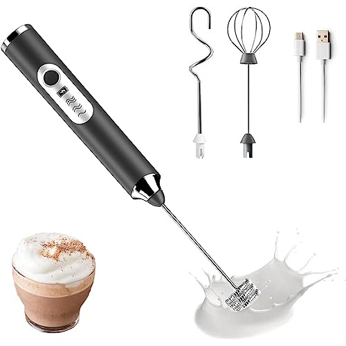 Supvox® Hand Blender For Coffee 3 in 1 Frother Coffee Maker with 3 Speed Milk Frother for Coffee Frother Electric USB Rechargeable Coffee Beater with 3 Stainless Whisks Head for Latte Hot Chocolate - Image 1