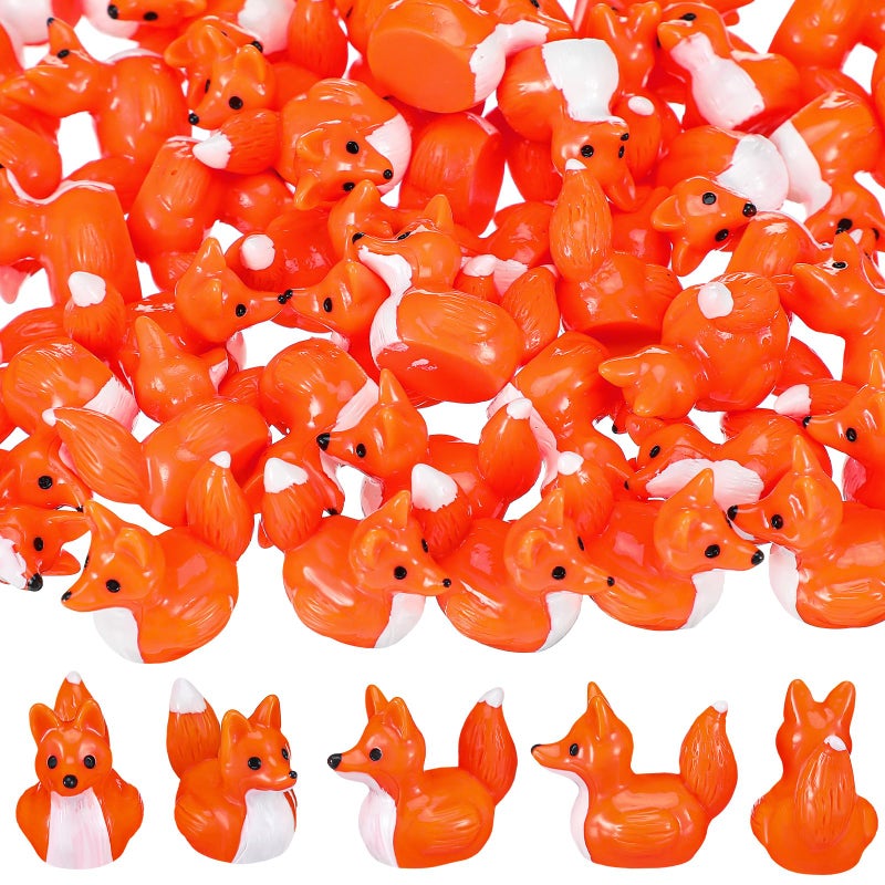 Geelin 50 Pcs Mini Resin Fox Ducks Bulk Cute Fox Duck Figurines Decorations for Micro Landscape Office Garden Desk Party Tabletop Decor - Image 2