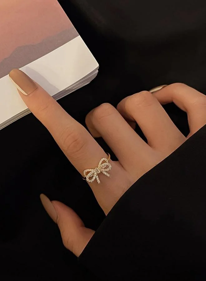 Take Two  Embellished Gold Bow Ring for Women | Best Price UAE