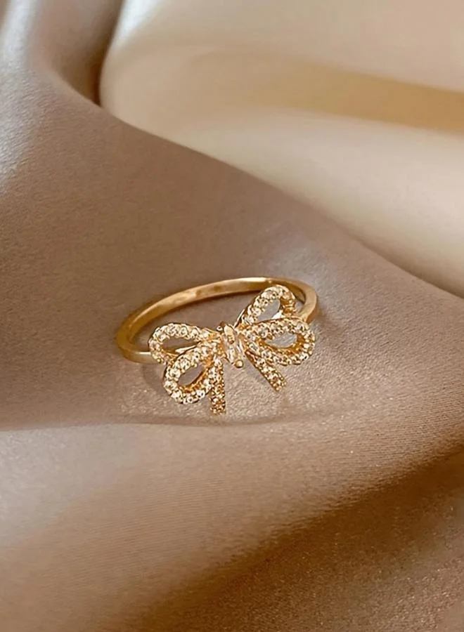 Take Two  Embellished Gold Bow Ring for Women | Best Price UAE