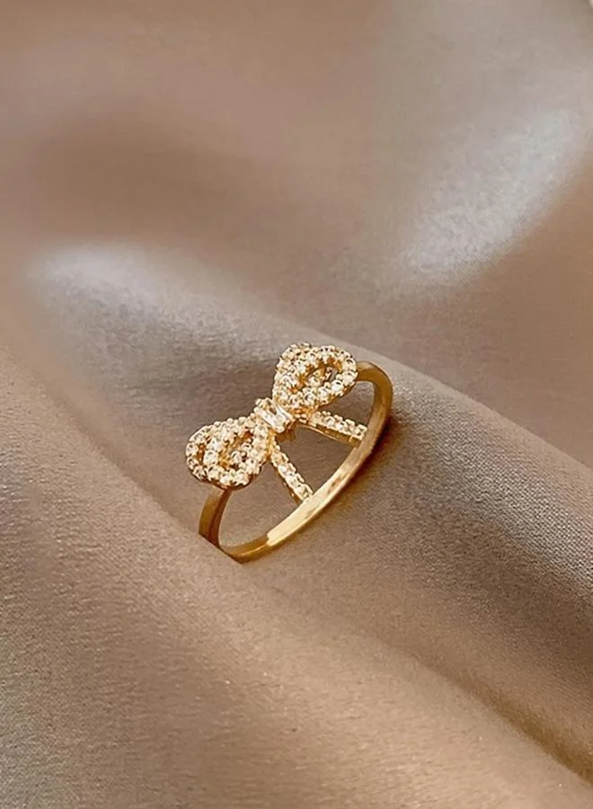 Take Two  Embellished Gold Bow Ring for Women | Best Price UAE
