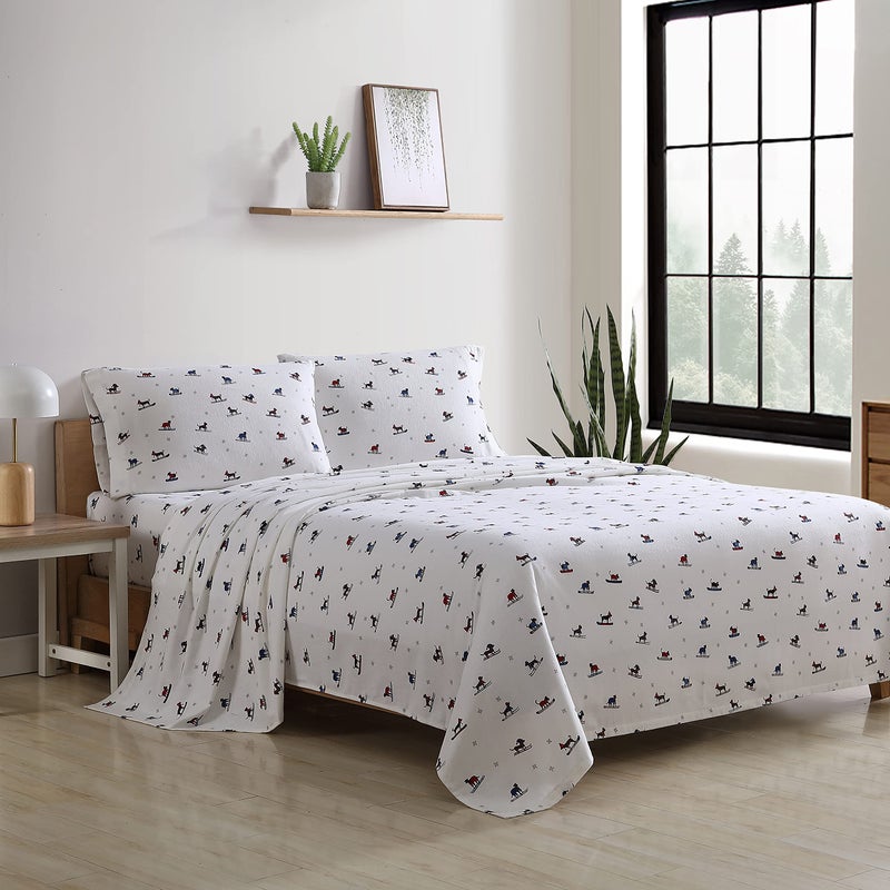 Eddie Bauer - Flannel Sheets Twin Size, Anti-Pilling & Wrinkle Resistant Cotton, Touchably Soft for All-Season Comfort - Bed Sheets with Matching Pillowcase & Fitted Sheet (Ski Patrol White) - Image 3