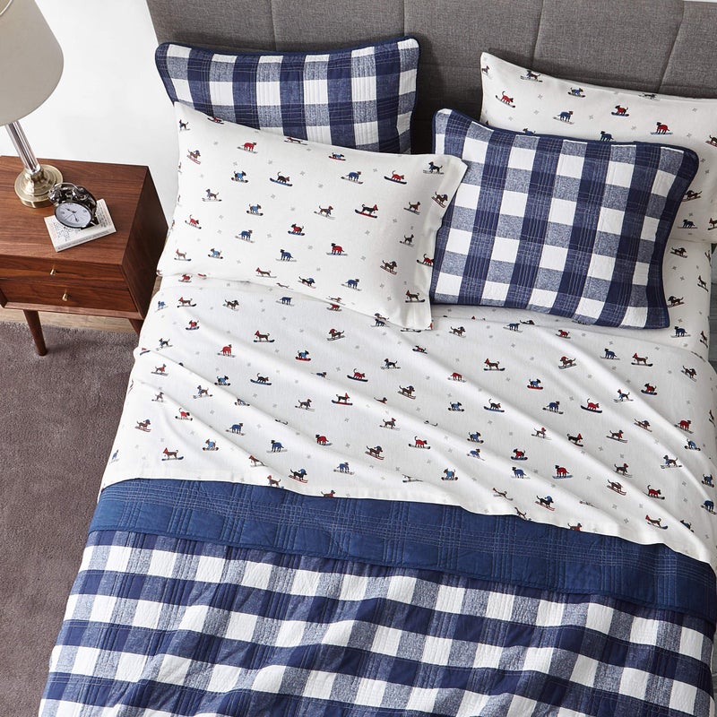 Eddie Bauer - Flannel Sheets Twin Size, Anti-Pilling & Wrinkle Resistant Cotton, Touchably Soft for All-Season Comfort - Bed Sheets with Matching Pillowcase & Fitted Sheet (Ski Patrol White) - Image 2