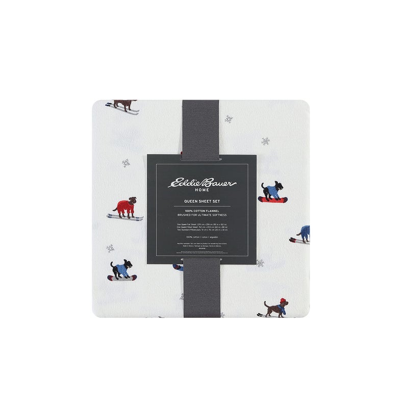 Eddie Bauer - Flannel Sheets Twin Size, Anti-Pilling & Wrinkle Resistant Cotton, Touchably Soft for All-Season Comfort - Bed Sheets with Matching Pillowcase & Fitted Sheet (Ski Patrol White) - Image 5