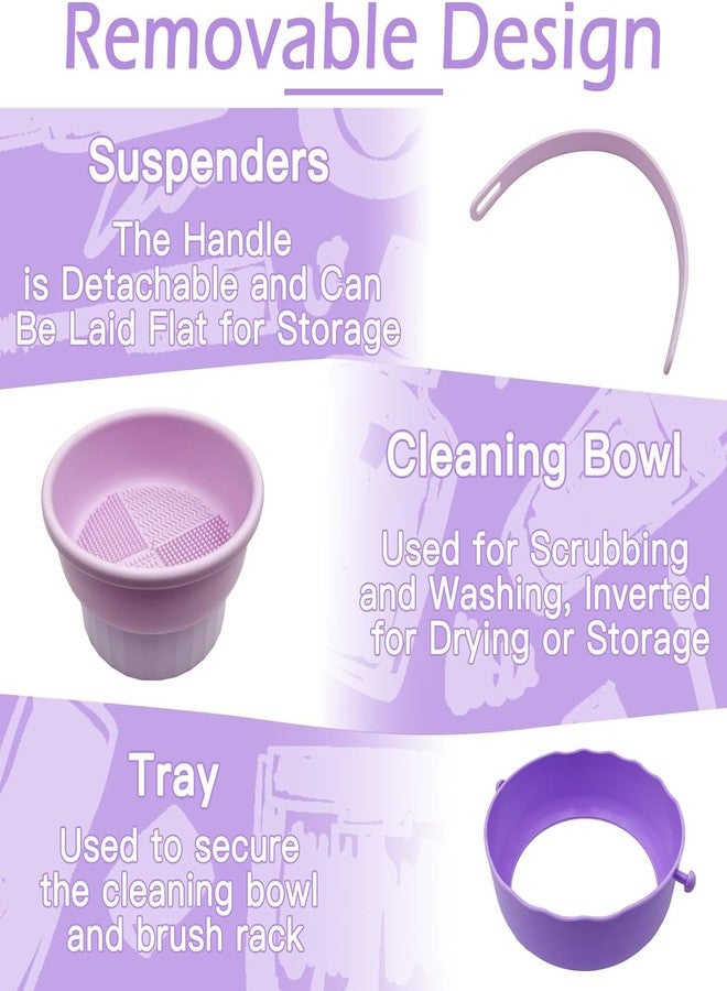 Suicune Makeup Brush Cleaner Mat,3 in 1 Makeup Brush Cleaning Bowl,Portable Makeup Brush Cleaning and Scrubbing Tool with Organizer and Brush Drying Shelf - Image 4