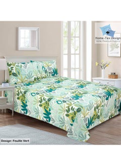 Home-Tex Design Hometex Design Premium 100% Long Stable Cotton Flat Bed Sheet Set King Size 1 Flat Sheet  240x260 cm and 2 Pillow Covers 50x80 cm Feuille Drap 