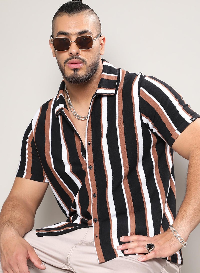 Instafab Plus Barcode Striped Shirt - Image 1