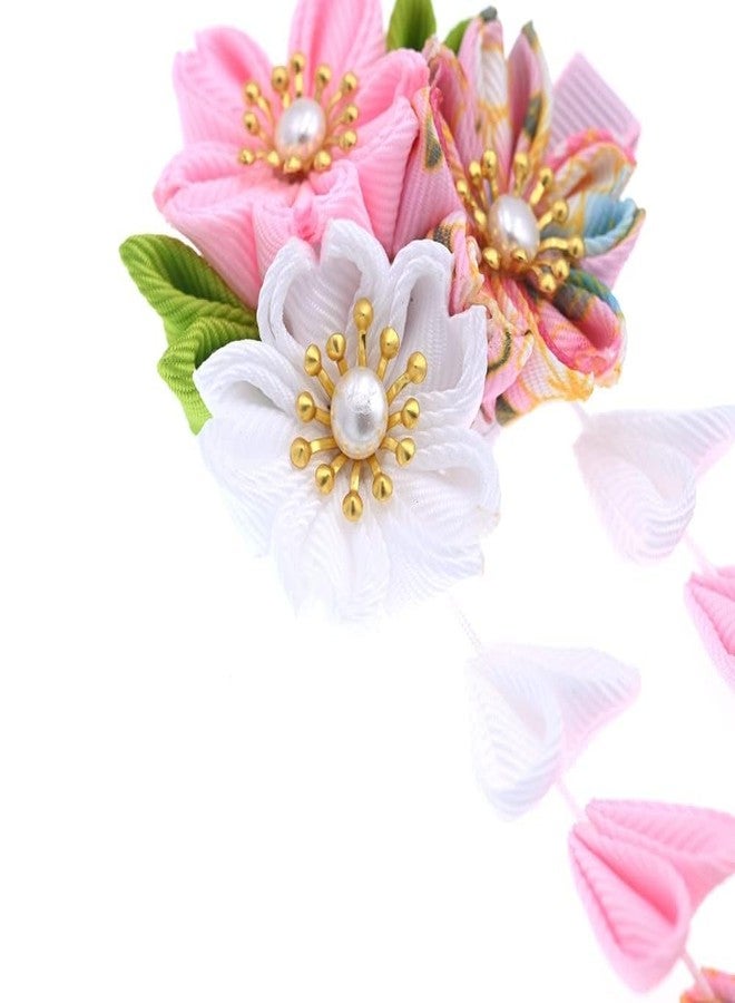 MIAO WU Japanese Classical Kimono Flower Tassel Hair Clip Headwear, Bridal Wedding Hanfu Cosplay Hairpin Hair Accessories Ornament Decor (Pink) - Image 4