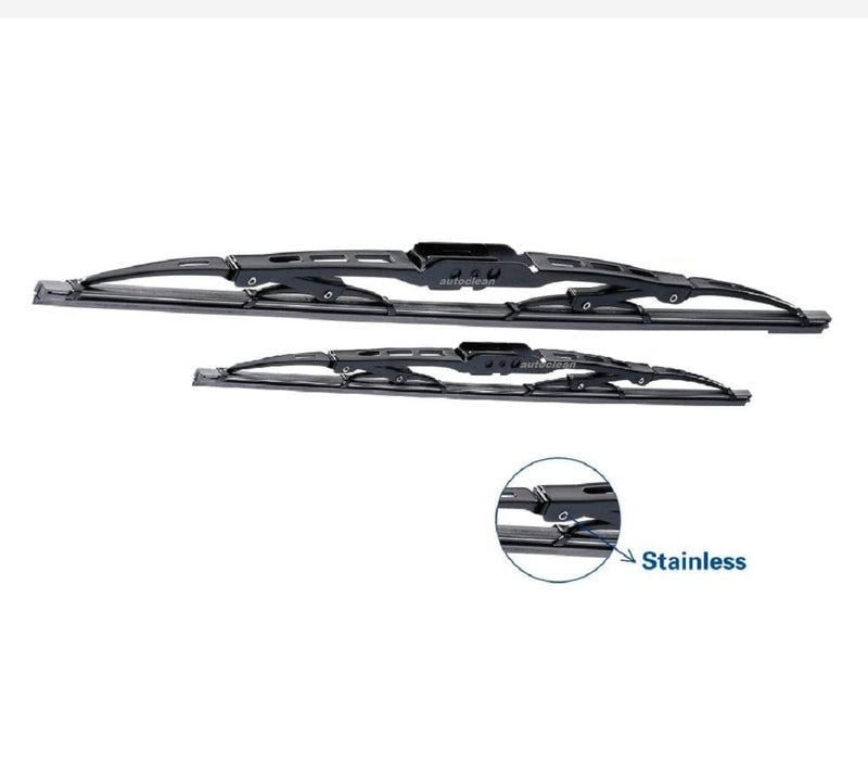 AutoClean Metal Type Wiper Blade For Fiesta,Figo,Ecosport,Aspire,Free Style,Tiago,Honda Brv,Wrv,Xcent,I10,I10grand (22+16) - Image 2