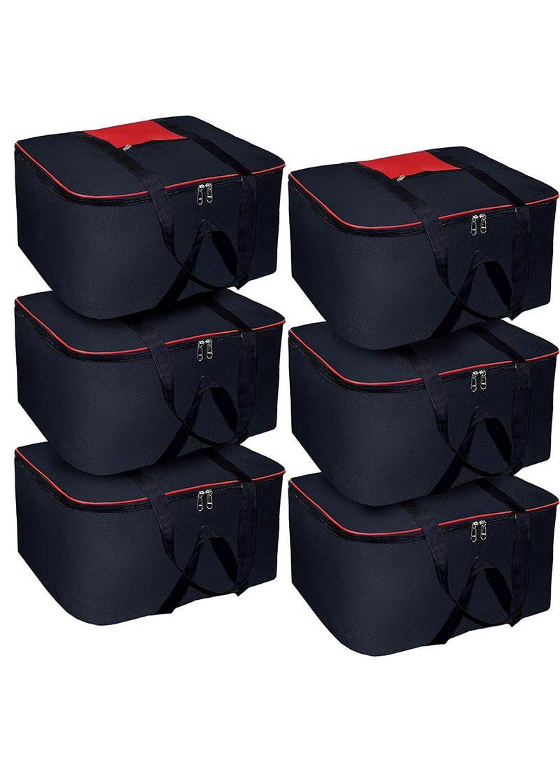 AI ANKIT INTERNATIONAL ANKIT INTERNATIONAL Pack of 6 Storage Bag NonWoven Large Size Underbed Storage Bag For Clothes Size 24 x 18 x 14 Inches  - Image 1