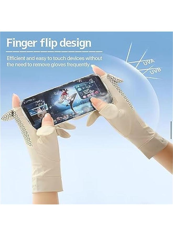 HOOKOR UV Sun Protection Gloves Women Non Slip Sun Gloves Driving Gloves Breathable Outdoor Cycling Gloves for Women,Full Finger Touchscreen Gloves - Image 4