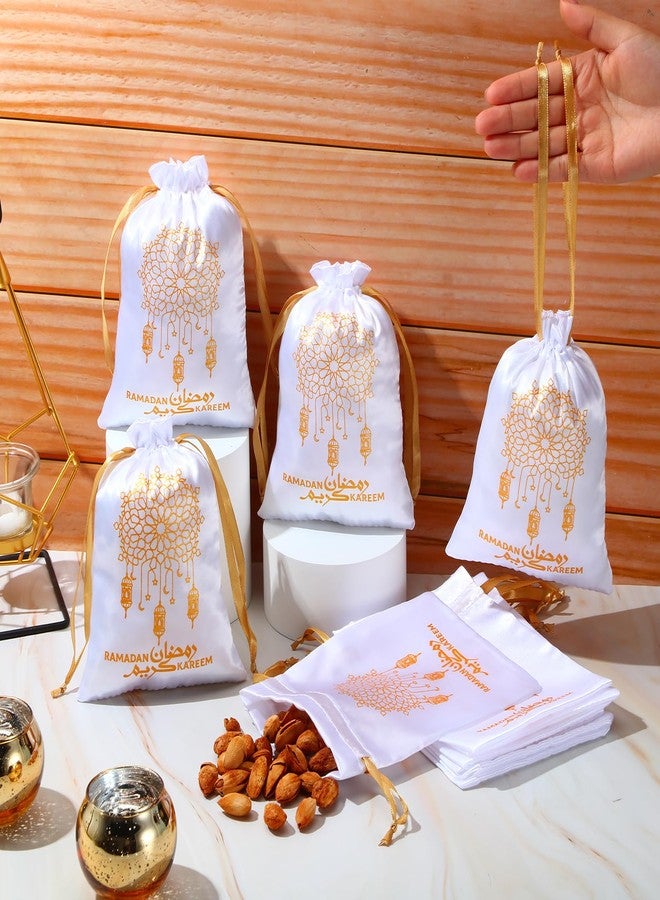 كوم مجموعة من 30 كيس هدايا من الساتان من كوم، مناسبة لعيد الفطر ورمضان، مزودة برباط، مقاس 5 × 7 بوصة، مصنوعة من الحرير، مثالية لتوزيعات حفلات العيد، وحقائب المجوهرات، ومستلزمات رمضان، وحقائب الحلوى، وديكورات الحفلات الإسلامية. - Image 4