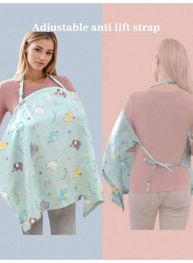Breastfeeding Nursing Cover Blue  – Lightweight & Breathable Baby Feeding Cover with Adjustable Strap, Full Privacy Nursing Apron, Soft Cotton Cover for Breastfeeding Moms 70 x 98 - Image 5